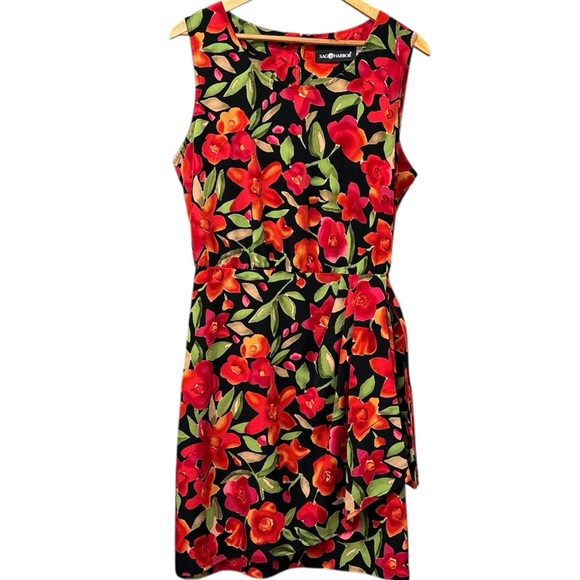 Sag Harbor Dresses & Skirts - vibrant 90s floral faux wrap style dress, size 16